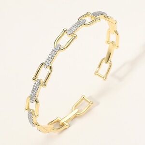 Stone Paved Horsebit Link Cuff Bracelet